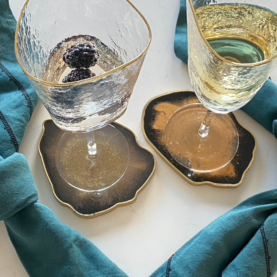 Gold Dust Woman Geode Resin Coasters