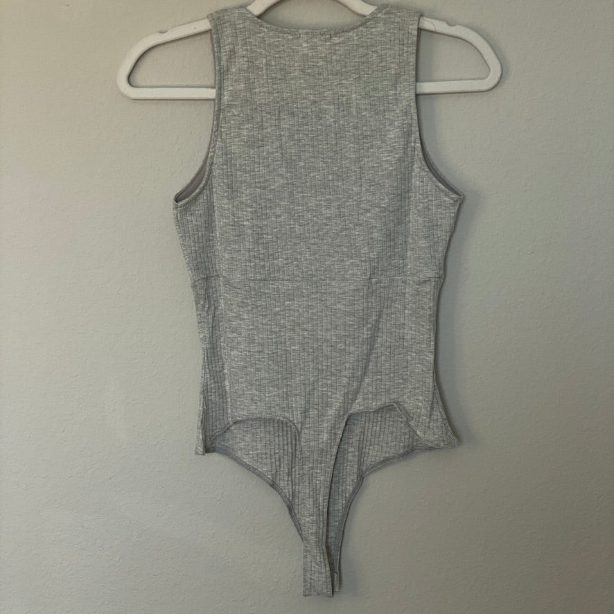 Heather Grey Detailed Bodice Bodysuit