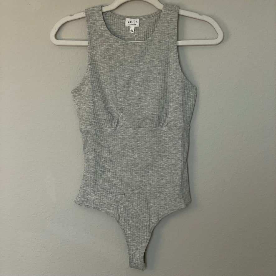 Heather Grey Detailed Bodice Bodysuit