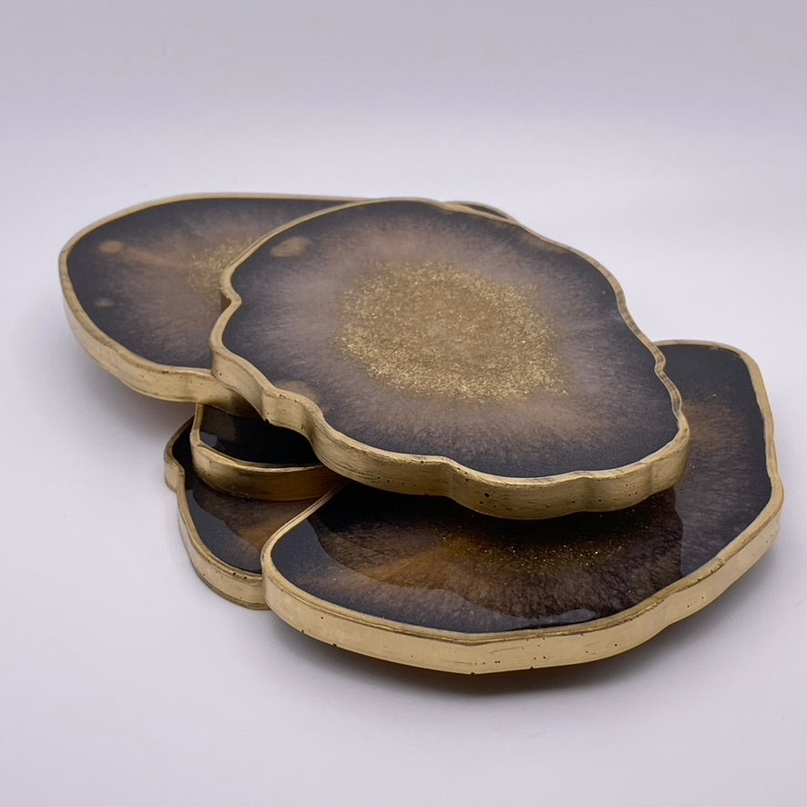 Gold Dust Woman Geode Resin Coasters