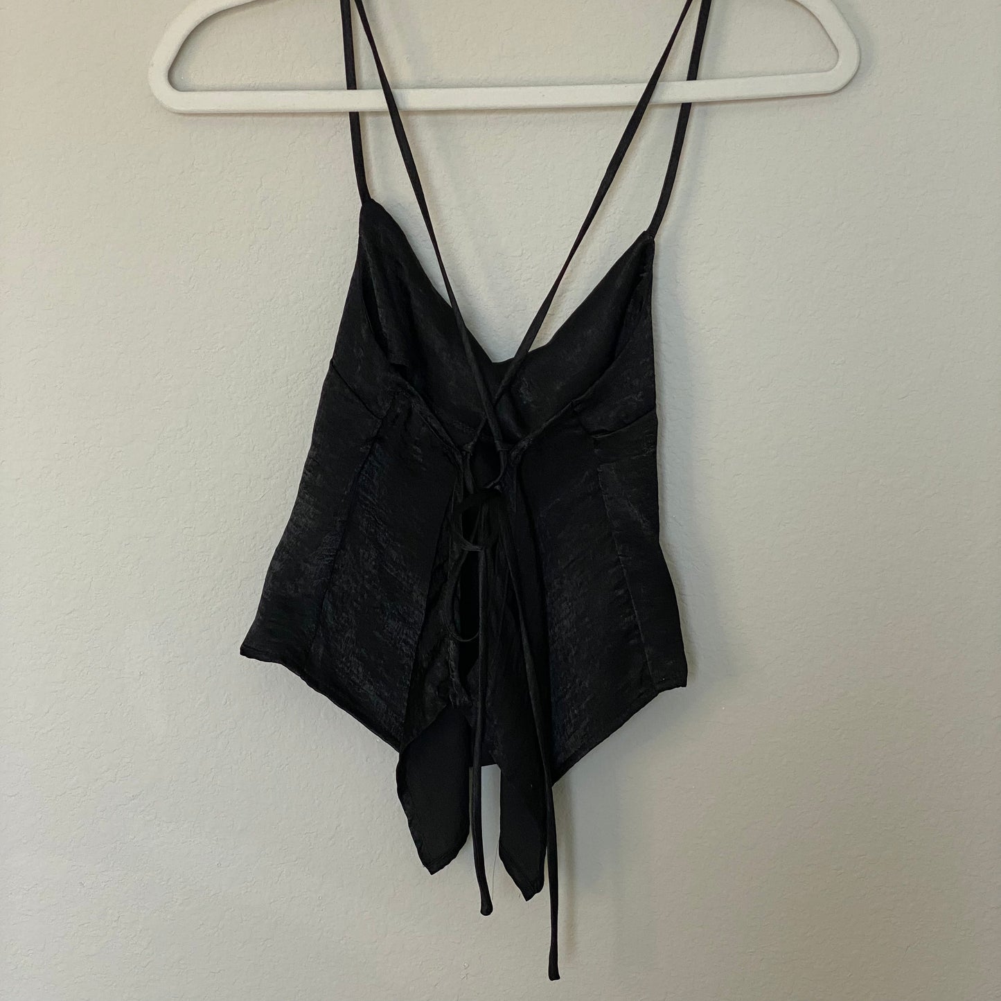 Swing My Way Strappy Black Silk Top